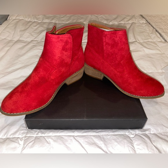 Corkys Red Suede Ankle Boots - Picture 2 of 6